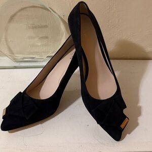 Cole Haan Black Suede Bow Heels